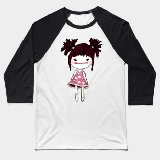 Creepy Rag Doll- Pink Baseball T-Shirt